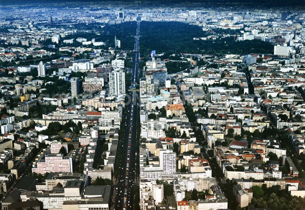 Aerial image Berlin - City view on down town Bismarckstrasse - Schillerstrasse in the district Charlottenburg in Berlin, Germany