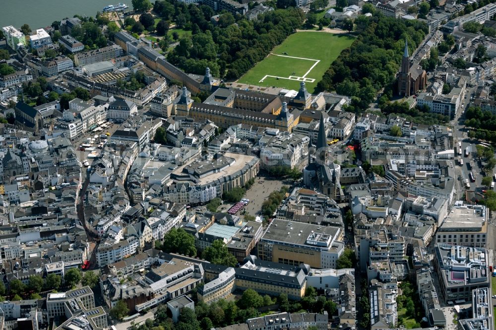 Aerial image Bonn - City view on down town in the district Zentrum in Bonn in the state North Rhine-Westphalia, Germany