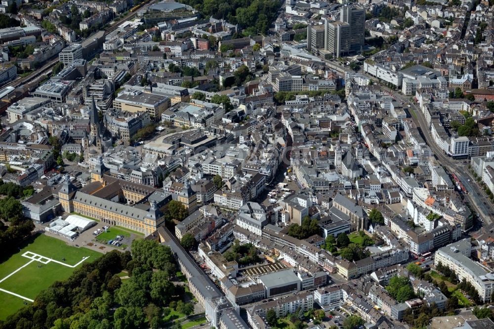 Aerial image Bonn - City view on down town in the district Zentrum in Bonn in the state North Rhine-Westphalia, Germany
