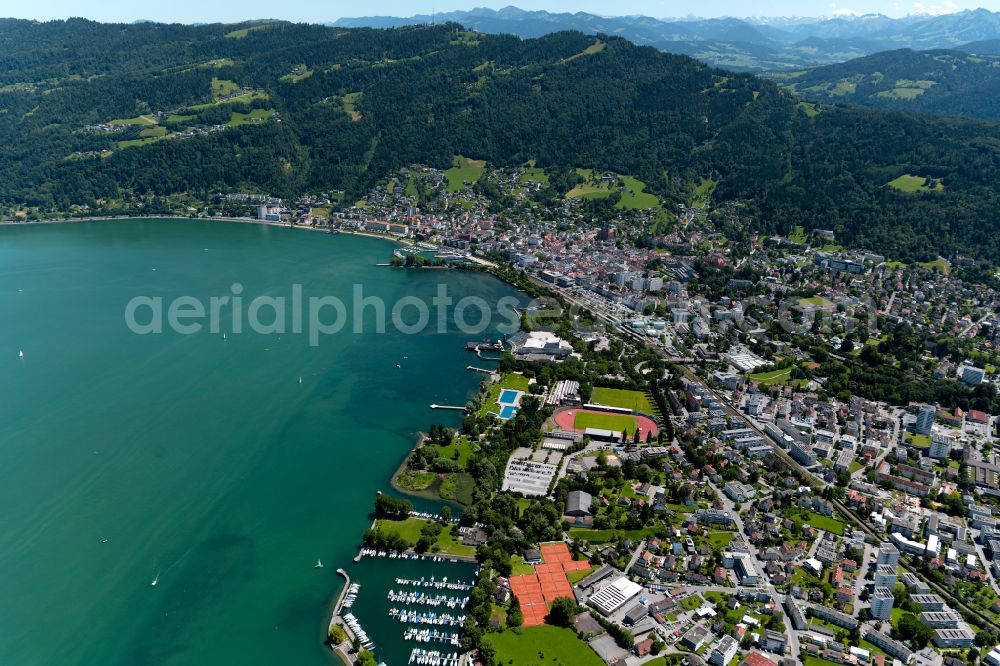 Bregenz from above - City view of the city area of in Bregenz in Vorarlberg, Austria