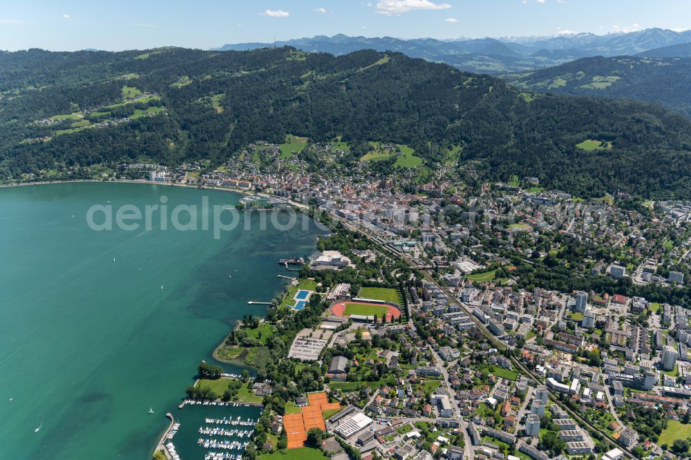 Bregenz from the bird's eye view: City view of the city area of in Bregenz in Vorarlberg, Austria