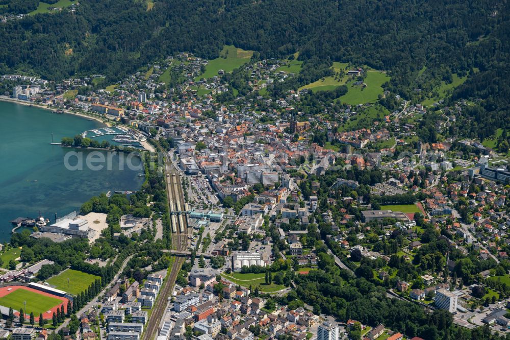 Aerial image Bregenz - City view of the city area of in Bregenz in Vorarlberg, Austria