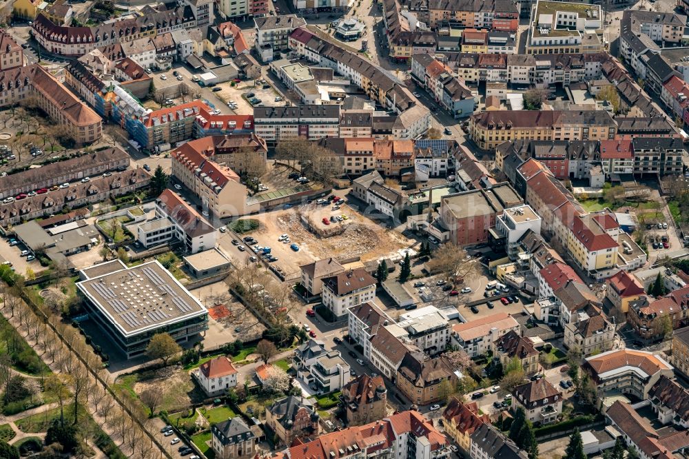 Bruchsal from the bird's eye view: City view on down town in Bruchsal in the state Baden-Wuerttemberg, Germany