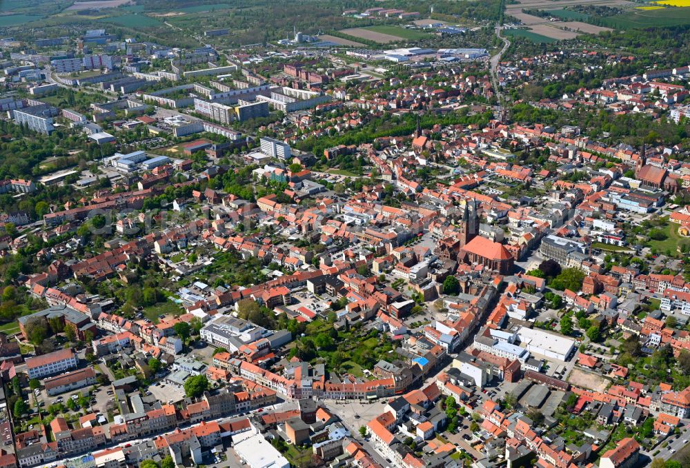 Buchholz from above - City view on down town in Buchholz in the state Saxony-Anhalt, Germany