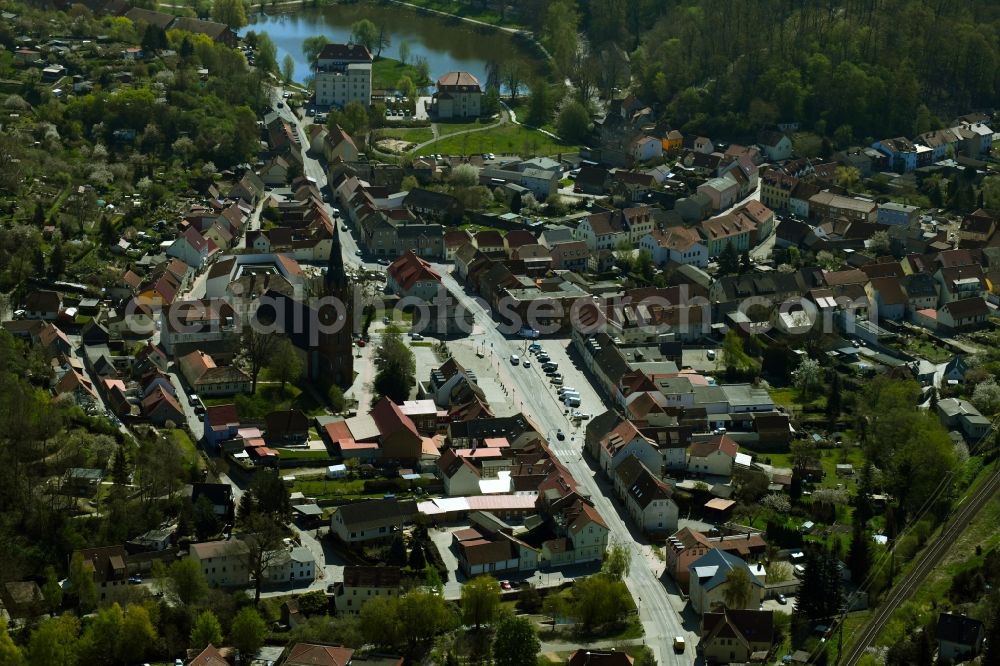 Aerial image Burg Stargard - City view on down town in Burg Stargard in the state Mecklenburg - Western Pomerania, Germany