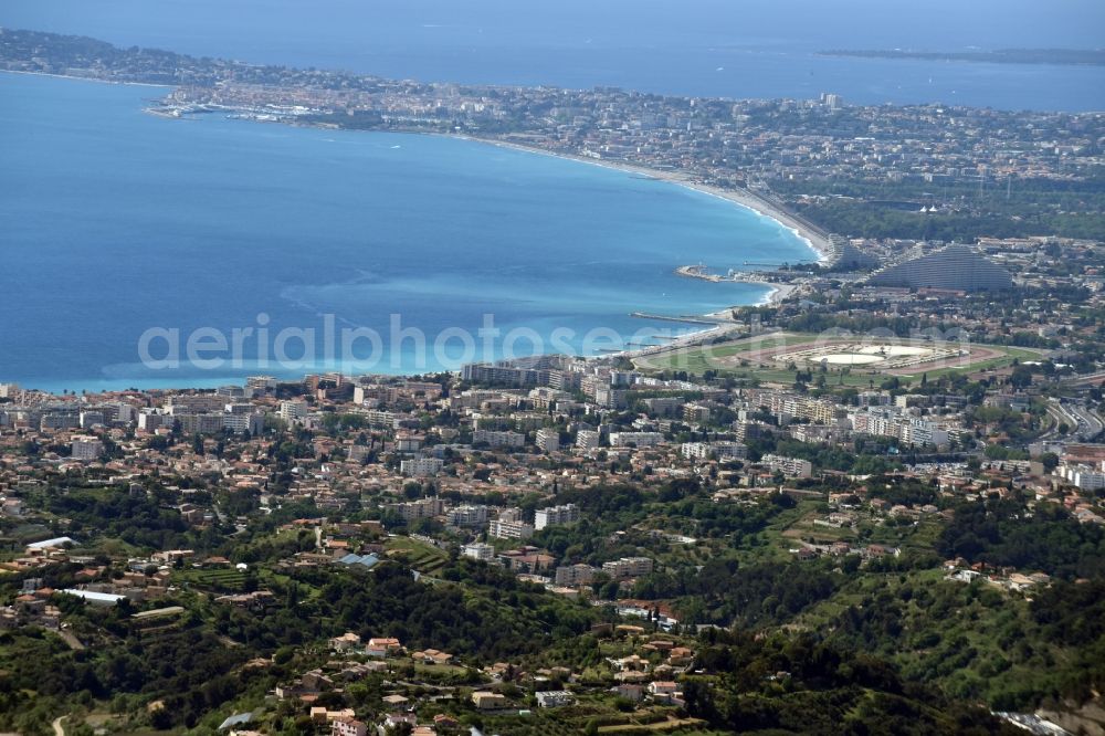 Aerial image Cagnes-sur-Mer - City view of the city area of in Cagnes-sur-Mer in Provence-Alpes-Cote d'Azur, France