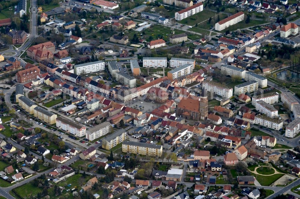 Aerial image Calau - City view on down town in Calau in the state Brandenburg, Germany