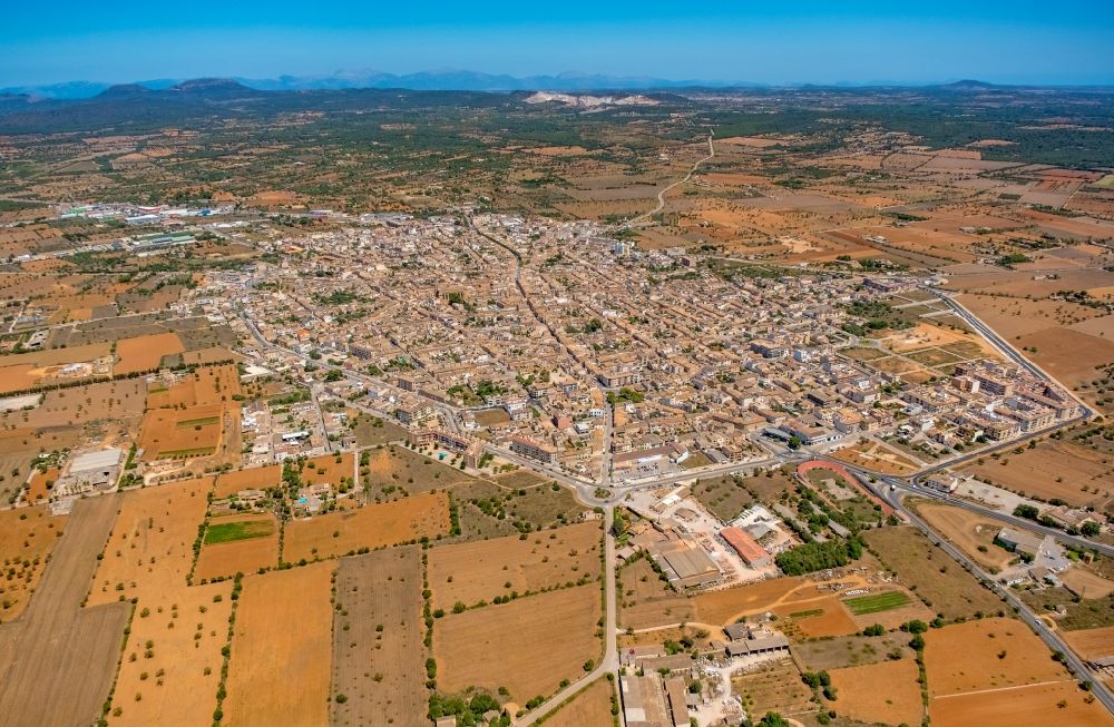 Aerial photograph Campos - City view on down town in Campos in Balearic island of Mallorca, Spain