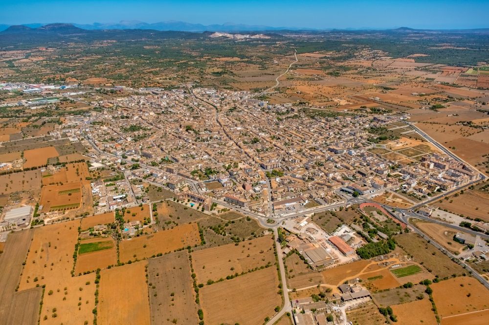 Campos from above - City view on down town in Campos in Balearic island of Mallorca, Spain