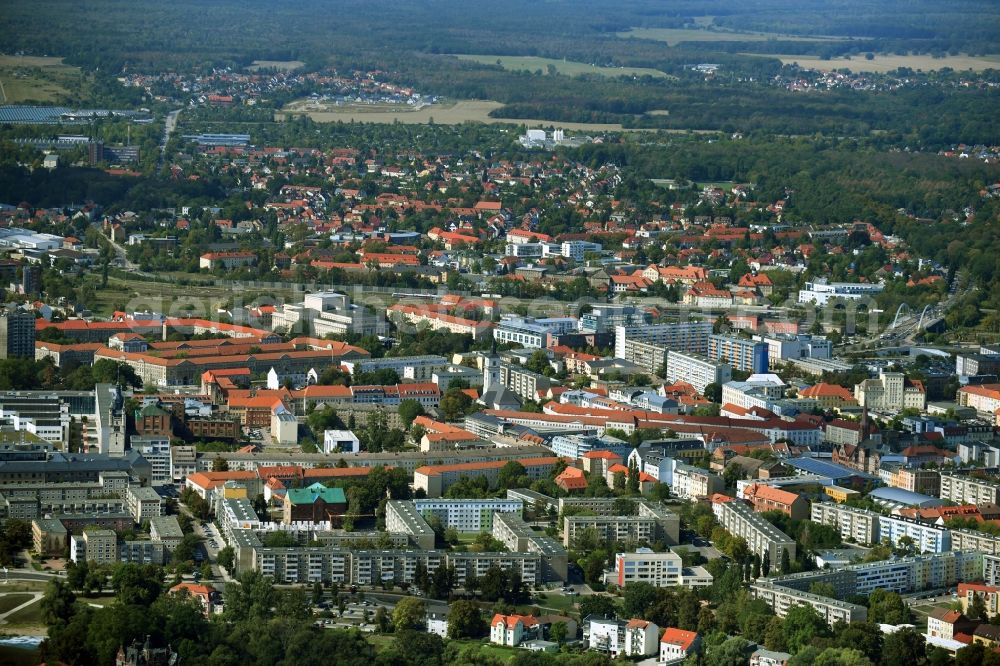 Dessau from above - City view on down town in Dessau in the state Saxony-Anhalt, Germany