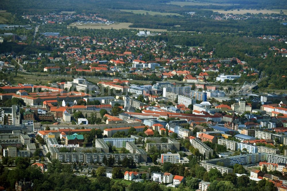 Dessau from the bird's eye view: City view on down town in Dessau in the state Saxony-Anhalt, Germany