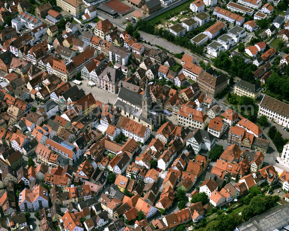 Rottenburg am Neckar from the bird's eye view: City view on down town with dem Dom St. Martin in Rottenburg am Neckar in the state Baden-Wuerttemberg, Germany