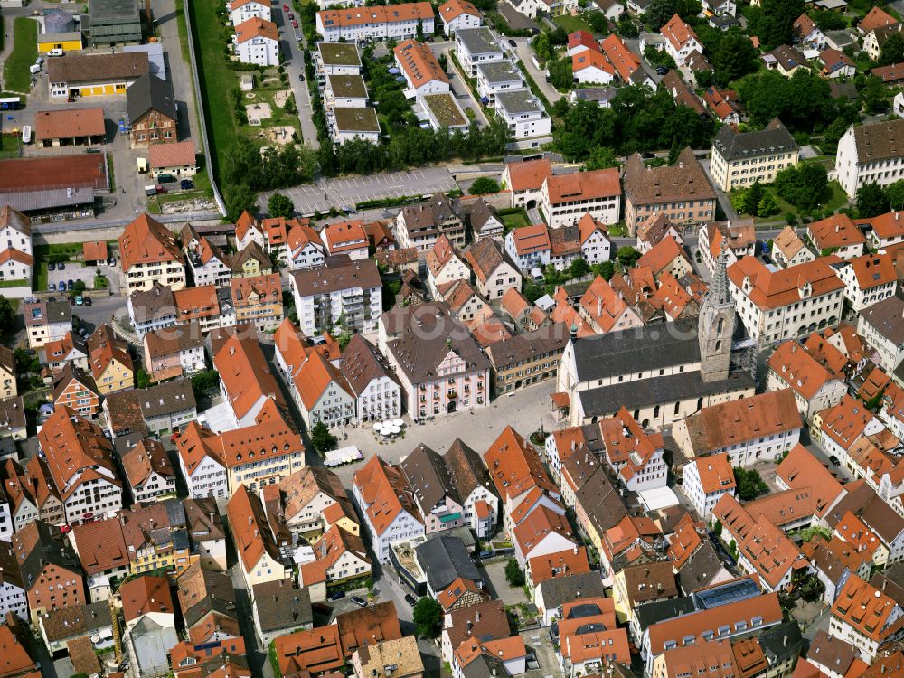 Aerial image Rottenburg am Neckar - City view on down town with dem Dom St. Martin in Rottenburg am Neckar in the state Baden-Wuerttemberg, Germany
