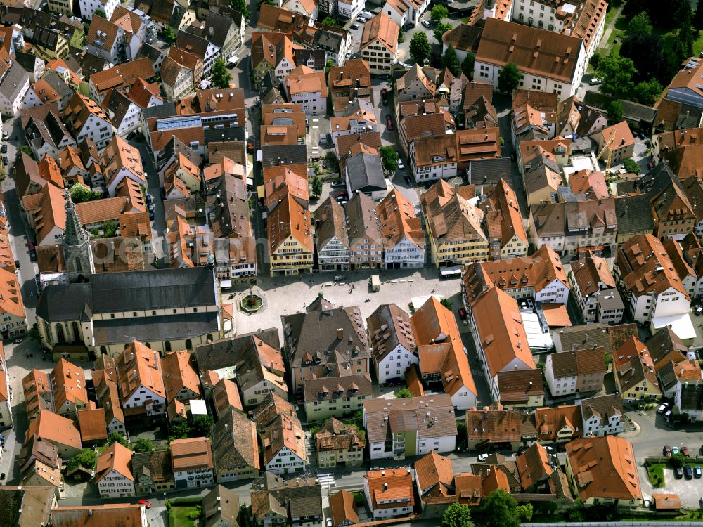 Aerial image Rottenburg am Neckar - City view on down town with dem Dom St. Martin in Rottenburg am Neckar in the state Baden-Wuerttemberg, Germany