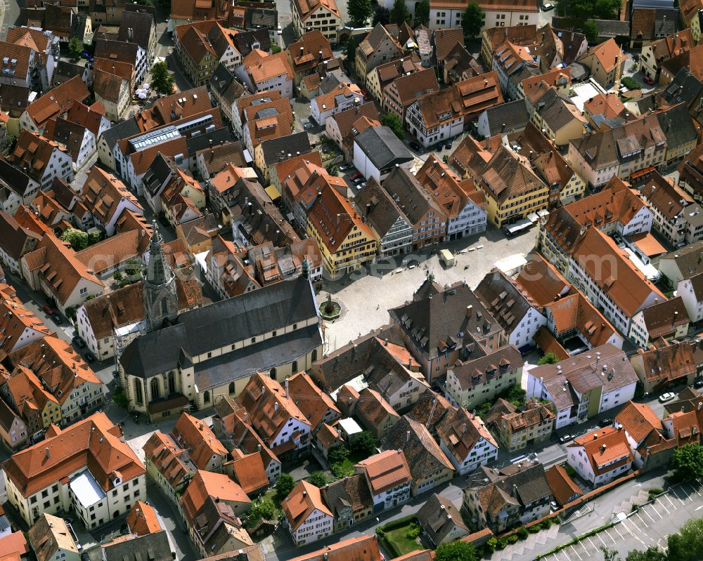 Aerial photograph Rottenburg am Neckar - City view on down town with dem Dom St. Martin in Rottenburg am Neckar in the state Baden-Wuerttemberg, Germany