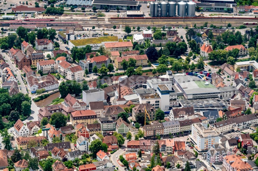 Donaueschingen from above - City view of the city area of in Donaueschingen in the state Baden-Wuerttemberg, Germany