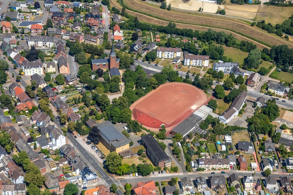 Dorsten from the bird's eye view: City view of the city area of in Dorsten in the state North Rhine-Westphalia, Germany