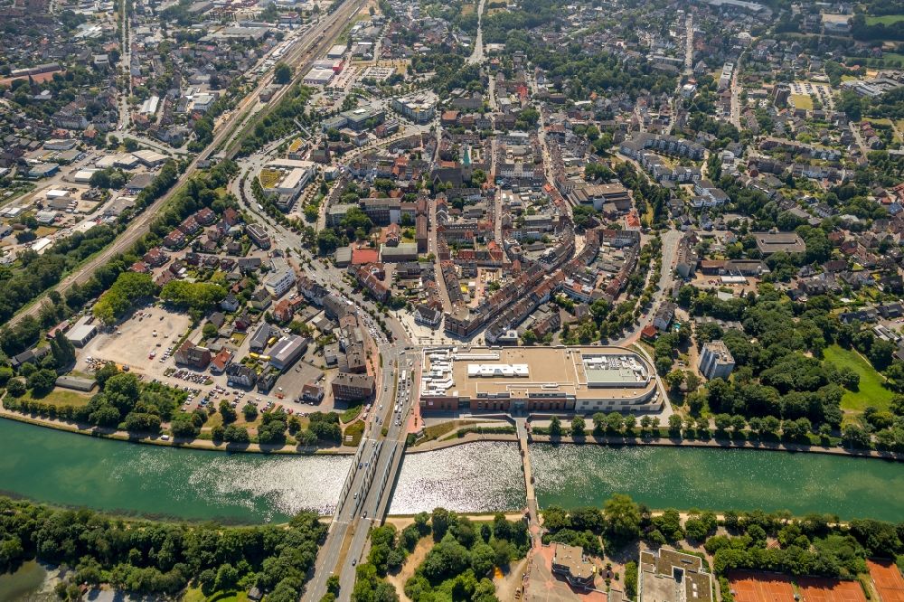 Dorsten from the bird's eye view: City view of the city area of in Dorsten in the state North Rhine-Westphalia, Germany