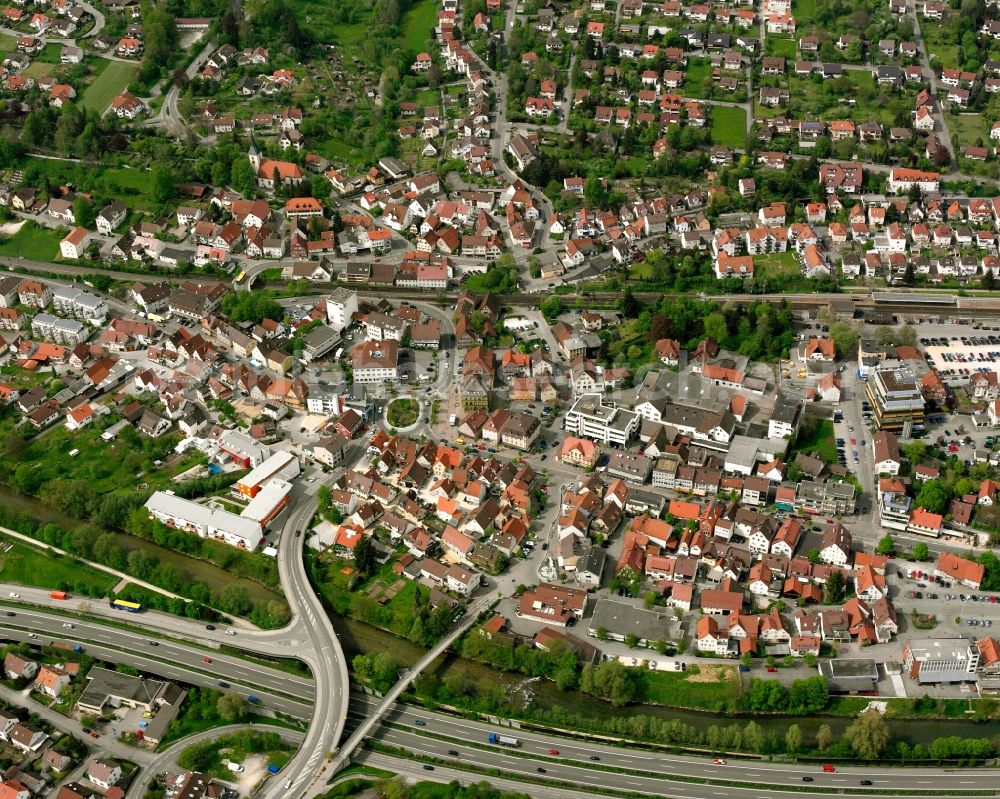 Aerial image Ebersbach an der Fils - City view on down town in Ebersbach an der Fils in the state Baden-Wuerttemberg, Germany