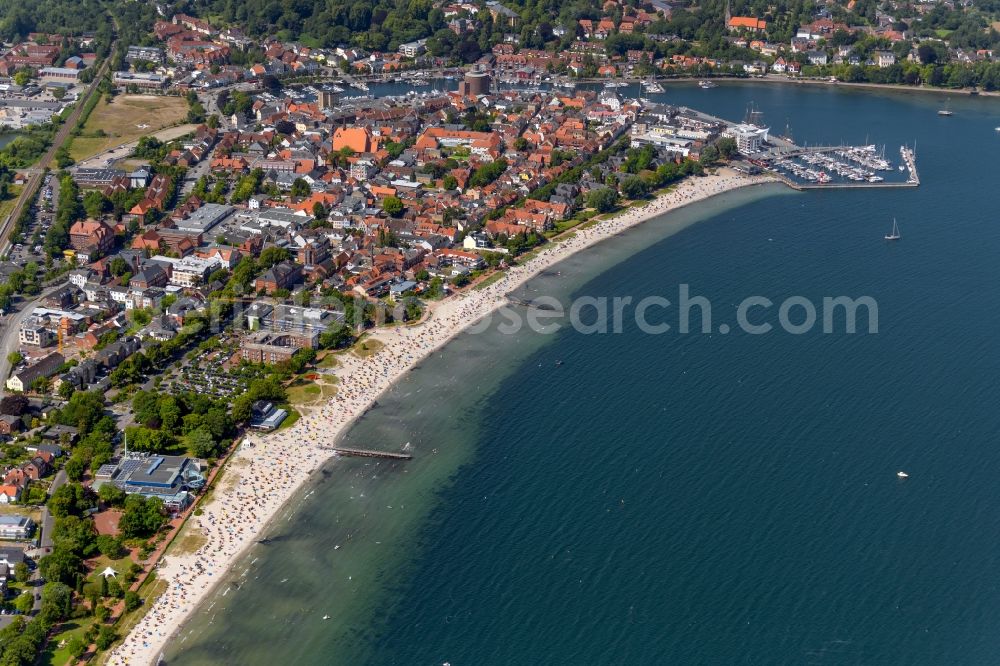Aerial image Eckernförde - City view of the city area of Eckernfoerde at the coastline of the baltic sea in the state Schleswig-Holstein