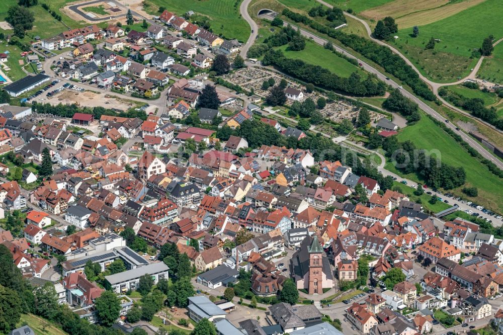 Elzach from the bird's eye view: City view on down town in Elzach in the state Baden-Wuerttemberg, Germany