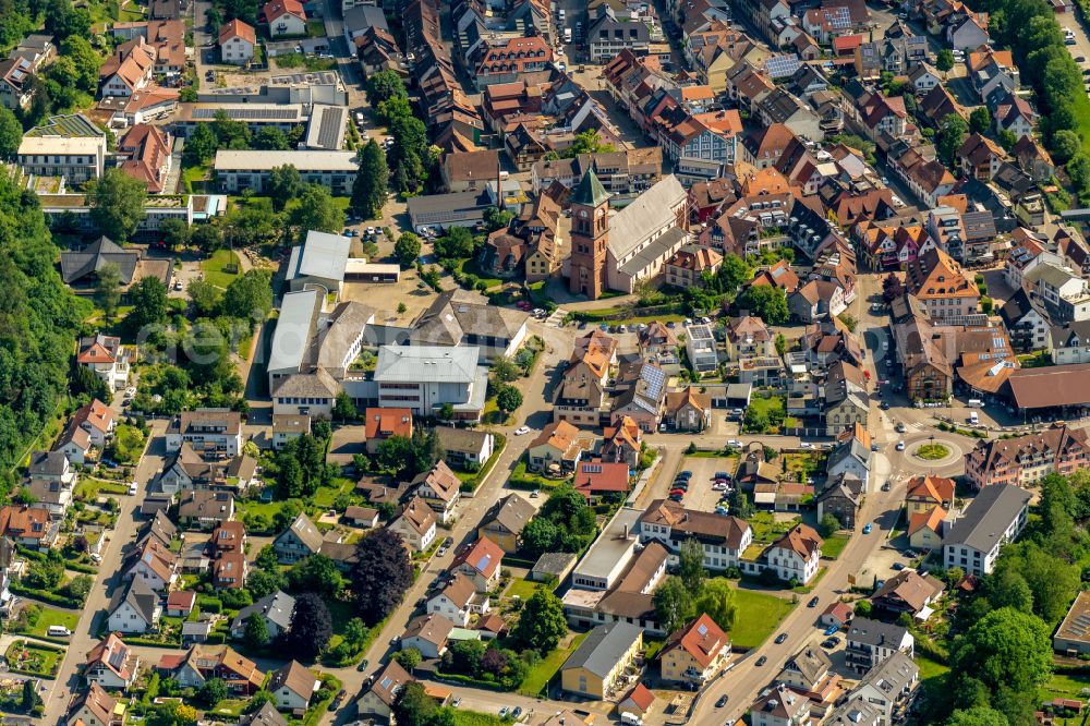 Aerial image Elzach - City view on down town in Elzach in the state Baden-Wuerttemberg, Germany