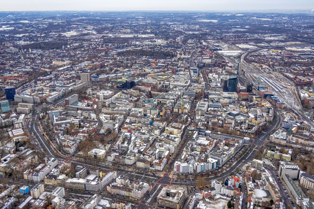 Aerial photograph Dortmund - City view on down town entlang dem Bruederweg - Ostwall in Dortmund at Ruhrgebiet in the state North Rhine-Westphalia, Germany