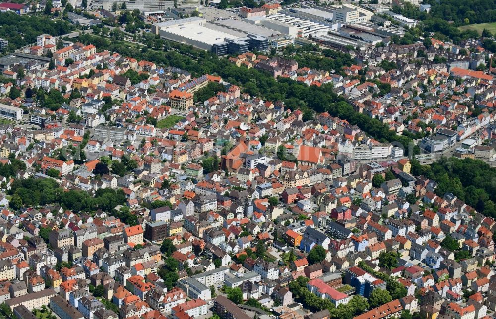 Augsburg from above - City view on down town along the Donauwoerther Strasse - Pfarrhausstrasse in Augsburg in the state Bavaria, Germany