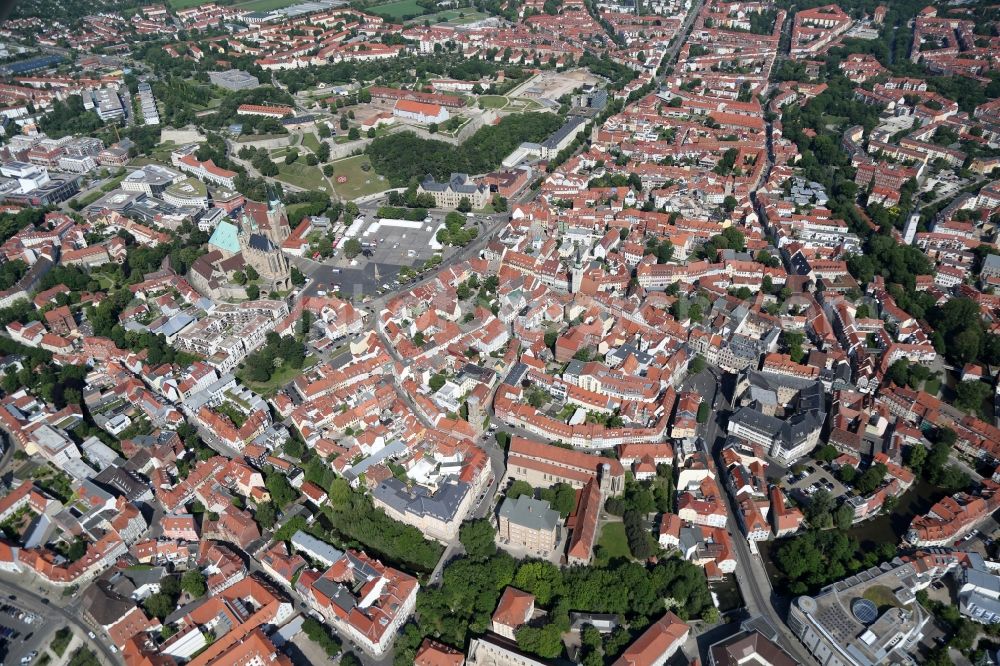 Erfurt from above - City view of the city area of in Erfurt in the state Thuringia, Germany