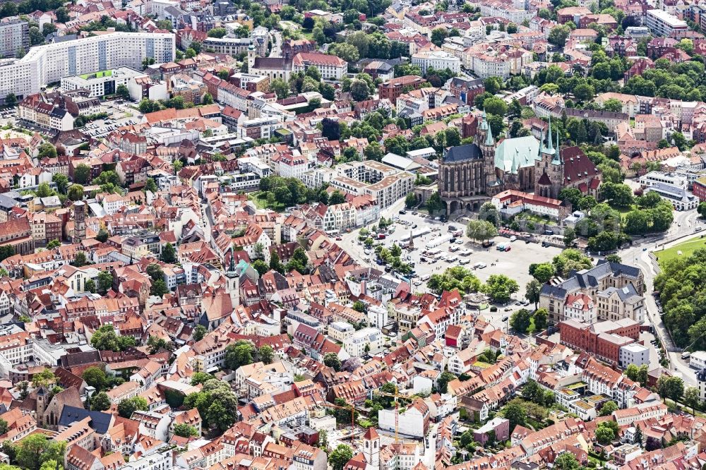 Aerial photograph Erfurt - City view on down town in Erfurt in the state Thuringia, Germany