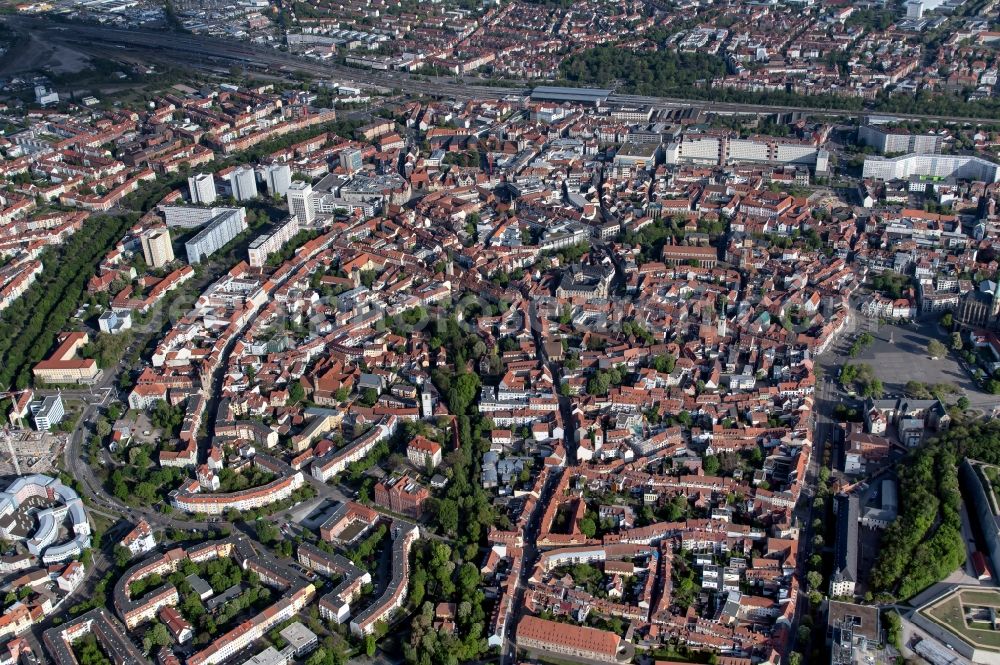 Aerial photograph Erfurt - City view of the city area in Erfurt in the state Thuringia, Germany