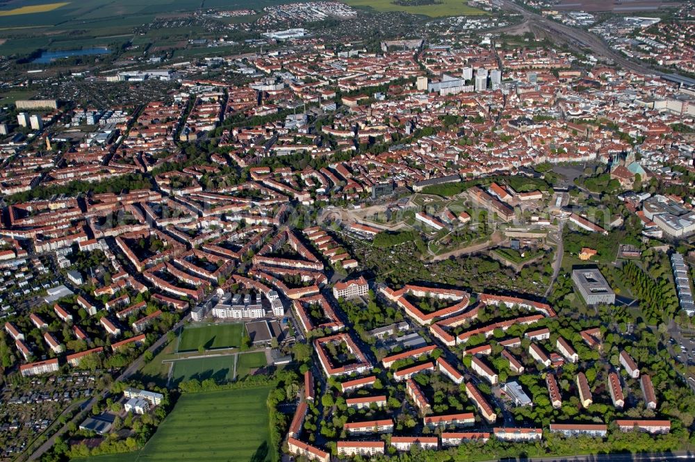 Aerial photograph Erfurt - City view of the city area in Erfurt in the state Thuringia, Germany