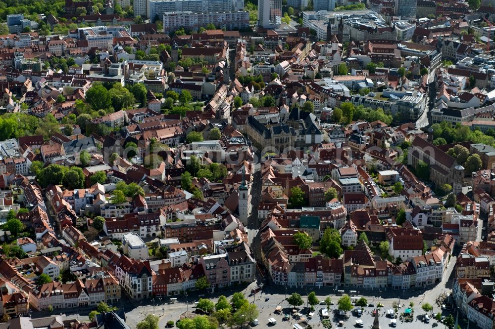 Aerial image Erfurt - City view on down town in the district Altstadt in Erfurt in the state Thuringia, Germany
