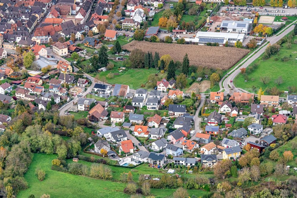 Aerial image Ettenheim - City view on down town auf den Espen in Ettenheim in the state Baden-Wurttemberg, Germany