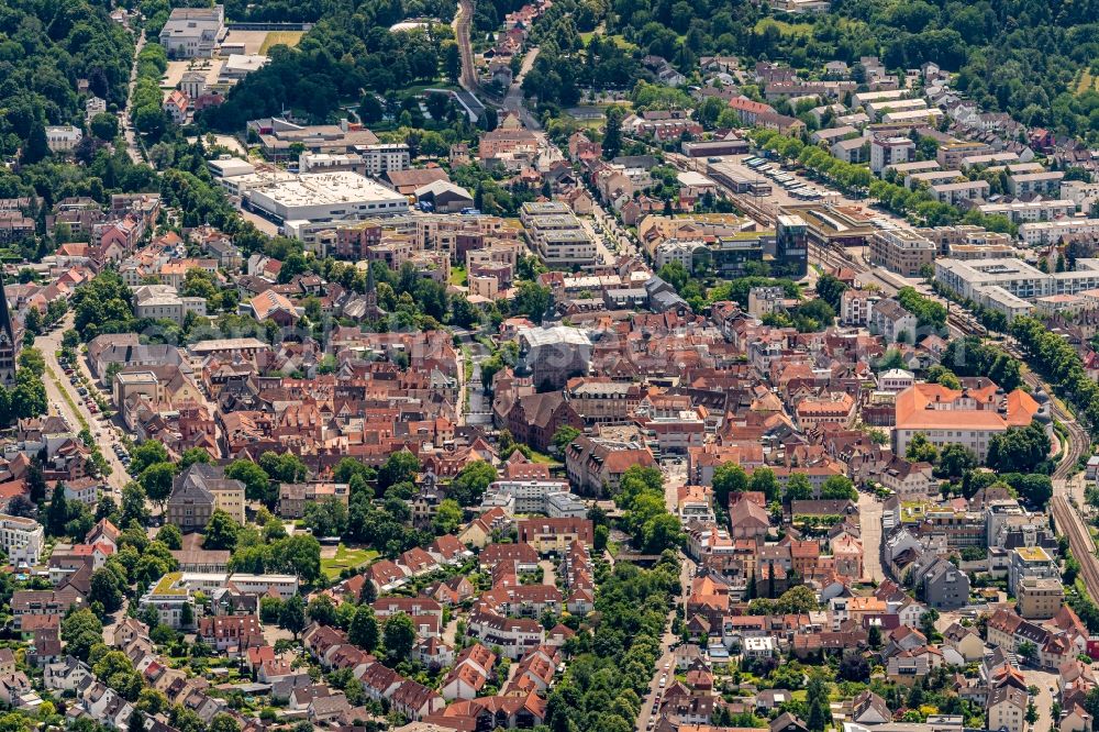 Aerial photograph Ettlingen - City view on down town in Ettlingen in the state Baden-Wurttemberg, Germany