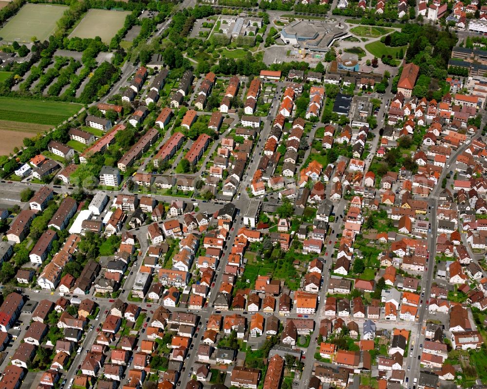 Aerial image Fellbach - City view on down town in Fellbach in the state Baden-Wuerttemberg, Germany