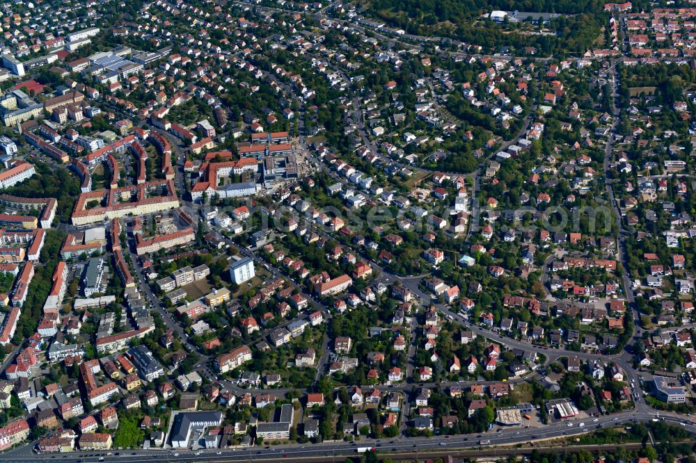 Aerial photograph Frauenland - City view on down town in Frauenland in the state Bavaria, Germany