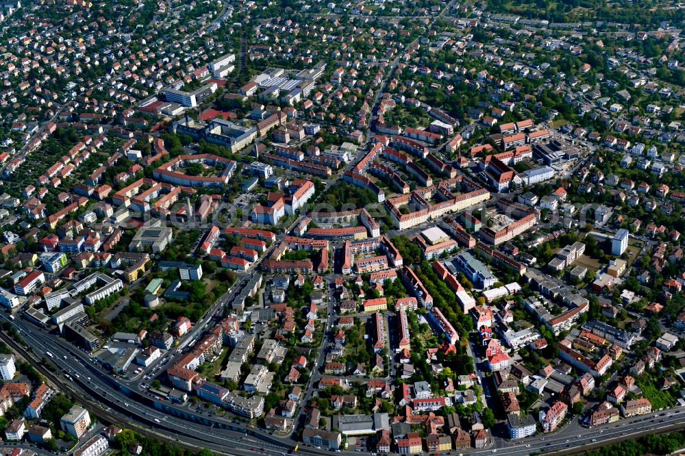 Frauenland from above - City view on down town in Frauenland in the state Bavaria, Germany