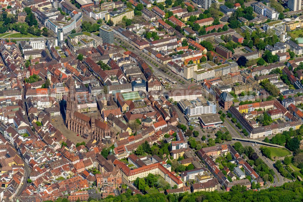 Aerial image Freiburg im Breisgau - City view of the city area of in Freiburg im Breisgau in the state Baden-Wurttemberg, Germany