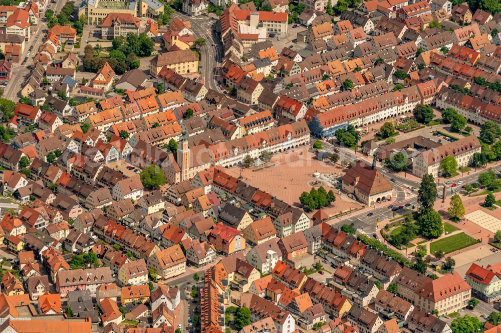 Freudenstadt from the bird's eye view: City view on down town in Freudenstadt at Schwarzwald in the state Baden-Wuerttemberg, Germany