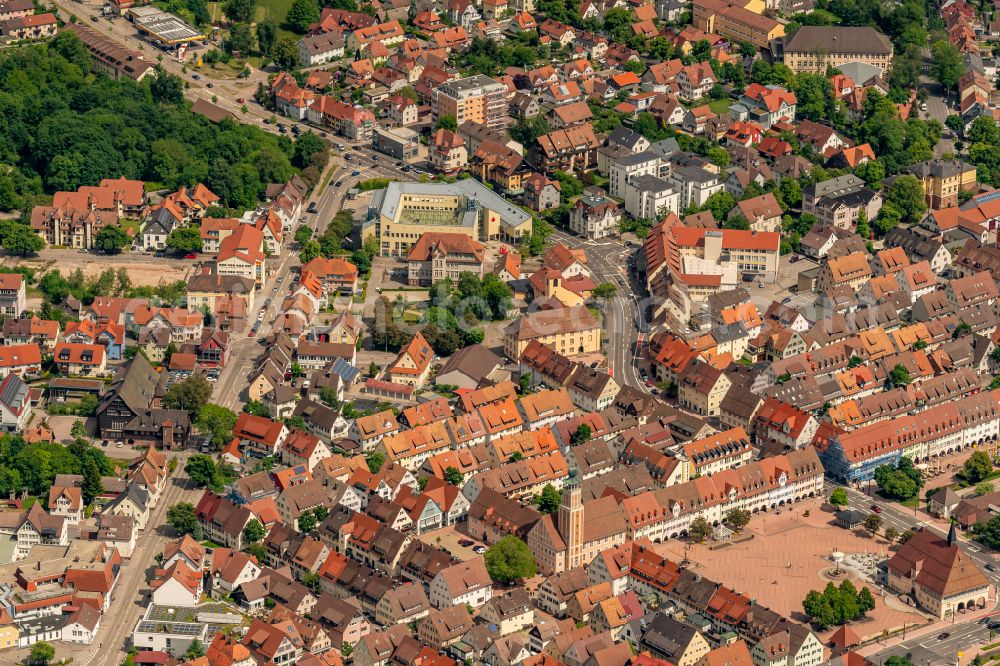 Aerial image Freudenstadt - City view on down town in Freudenstadt at Schwarzwald in the state Baden-Wuerttemberg, Germany