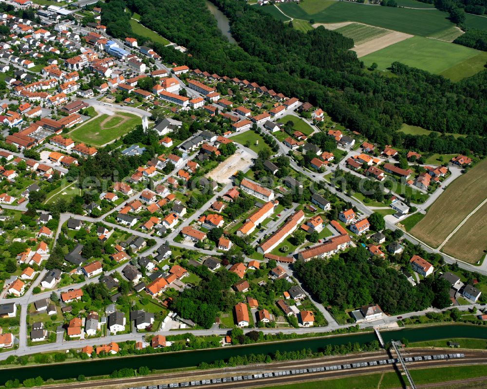 Aerial image Garching an der Alz - City view on down town in Garching an der Alz in the state Bavaria, Germany