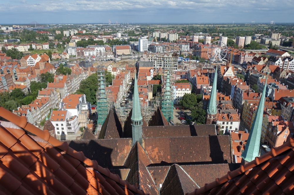Gdansk - Danzig from the bird's eye view: City view of the city area of in Gdansk - Danzig in Pomorskie, Poland