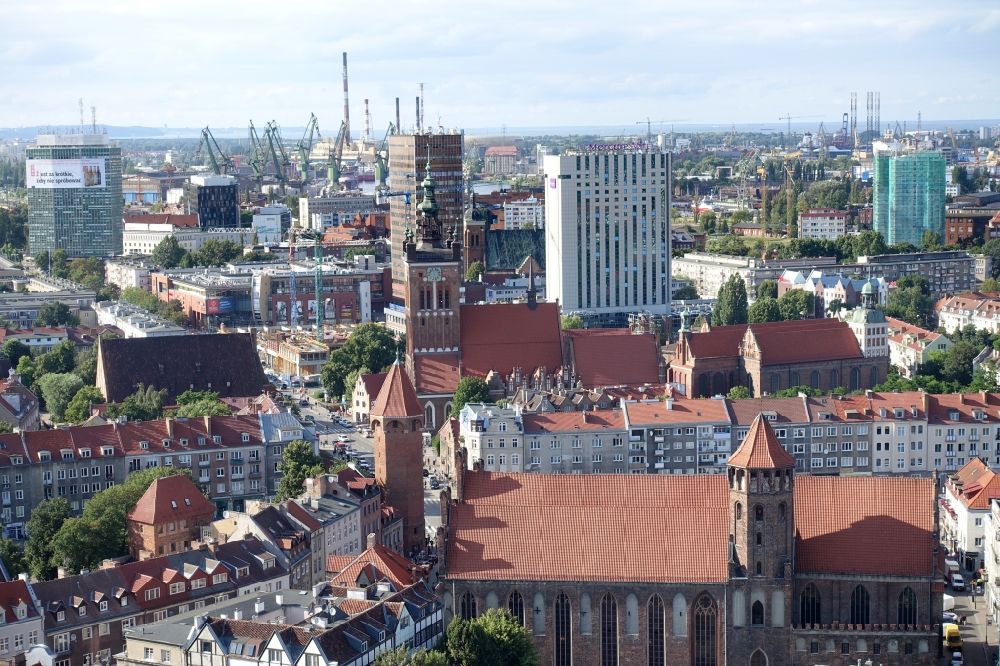 Gdansk - Danzig from the bird's eye view: City view of the city area of in Gdansk - Danzig in Pomorskie, Poland