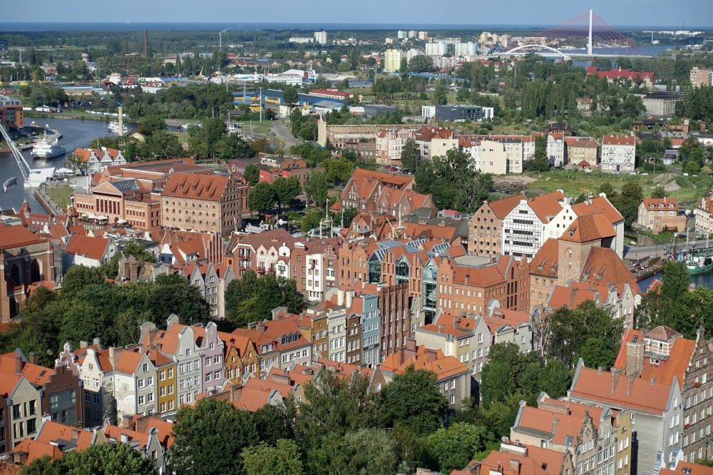 Aerial image Gdansk - Danzig - City view of the city area of in Gdansk - Danzig in Pomorskie, Poland