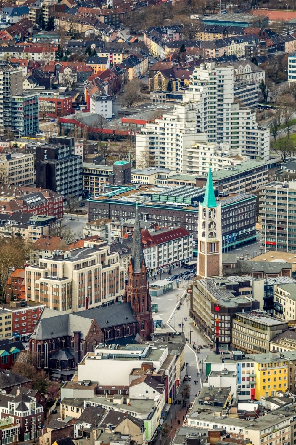 Aerial photograph Gelsenkirchen - City view of the city area of in Gelsenkirchen in the state North Rhine-Westphalia, Germany