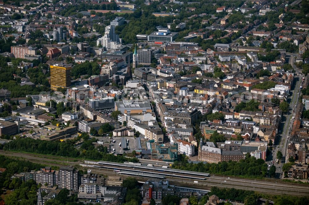 Aerial photograph Gelsenkirchen - City view on down town in the district Altstadt in Gelsenkirchen at Ruhrgebiet in the state North Rhine-Westphalia, Germany
