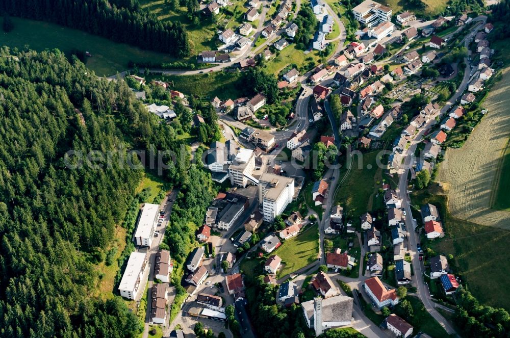 Gütenbach from the bird's eye view: City view of the city area of in Guetenbach in the state Baden-Wuerttemberg, Germany