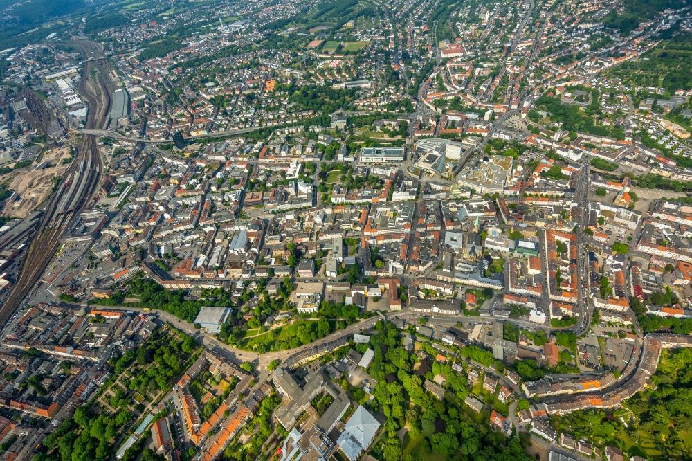 Hagen from the bird's eye view: City view of the city area of in Hagen in the state North Rhine-Westphalia, Germany