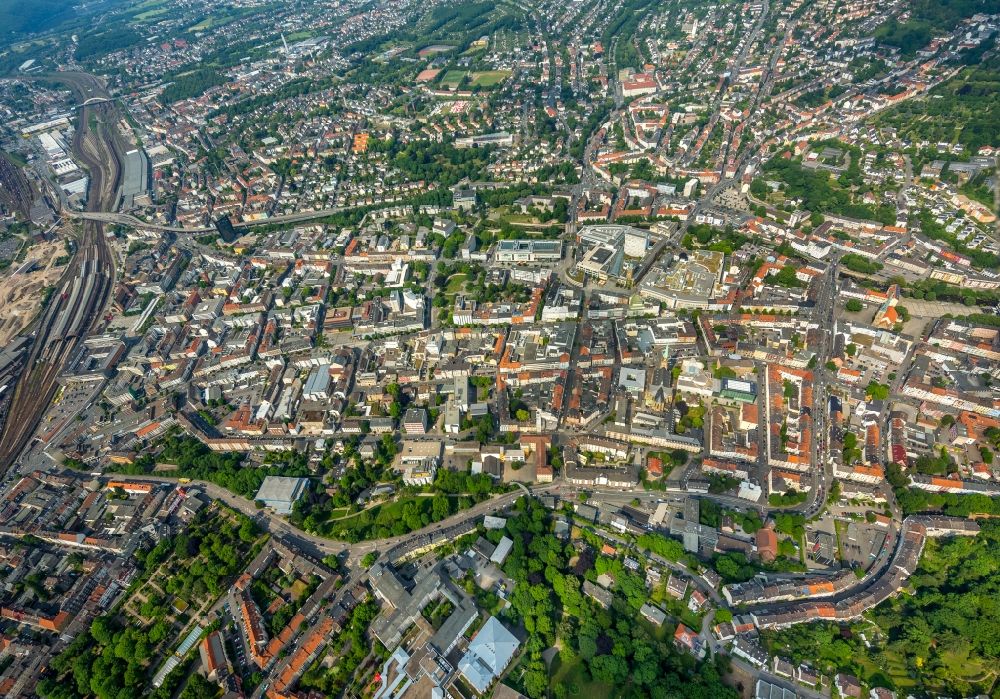 Aerial image Hagen - City view of the city area of in Hagen in the state North Rhine-Westphalia, Germany